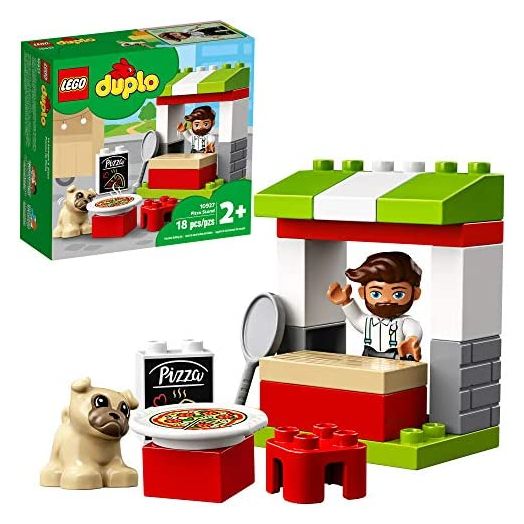 LEGO DUPLO Town Pizza Stand 10927 Pretend Play Pizza Set for Toddlers, Learning Toy for Kids Ages 2 and Over (18 Pieces)