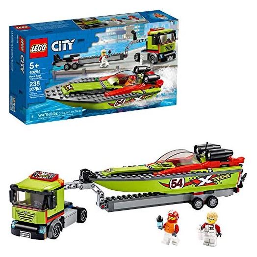 LEGO City Race Boat Transporter 60254 Race Boat Toy, Fun Building Set for Kids (238 Pieces)