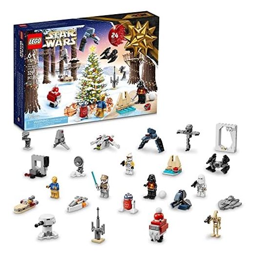 LEGO Star Wars 2022 Advent Calendar 75340 Building Toy Set for Kids, Boys and Girls, Ages 6+, 8 Characters and 16 Mini Builds (329 Pieces)