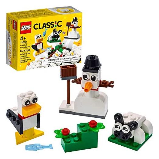LEGO Classic Creative White Bricks 11012 Building Kit; Toy Building Set for Creative Play with 3 Build Ideas, Including a Snowman, Sheep and Seagull; Great for Kids Aged 4 and Up, New 2021 (60 Pieces)