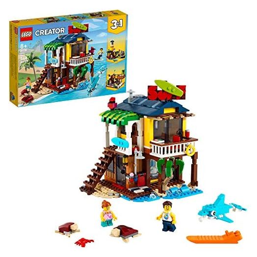 LEGO Creator 3in1 Surfer Beach House 31118 Building Kit Featuring Beach Hut and Animal Toys, New 2021 (564 Pieces)