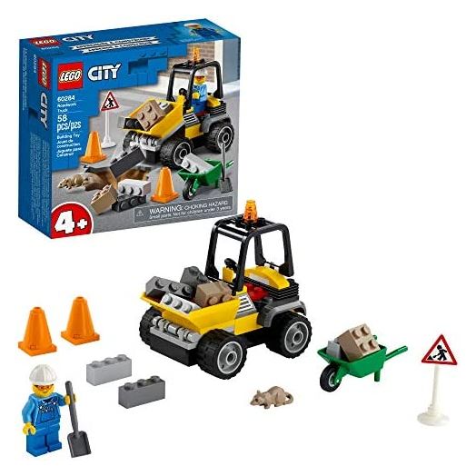 LEGO City Roadwork Truck 60284 Toy Building Kit; Cool Roadworks Construction Set for Kids, New 2021 (58 Pieces)