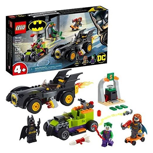LEGO DC Batman: Batman vs. The Joker: Batmobile Chase Building Toy; Includes Batman, Batgirl and The Joker Minifigures Plus Buildable Batmobile and Hot Rod, New 2021 (136 Pieces), Multi Color