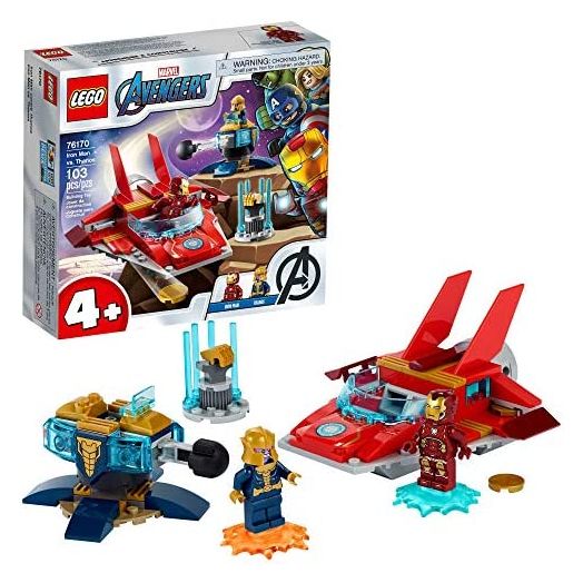 LEGO Marvel Avengers Iron Man vs. Thanos 76170 Cool, Collectible Superhero Building Toy for Kids Featuring Marvel Avengers Iron Man and Thanos Minifigures, New 2021 (103 Pieces)