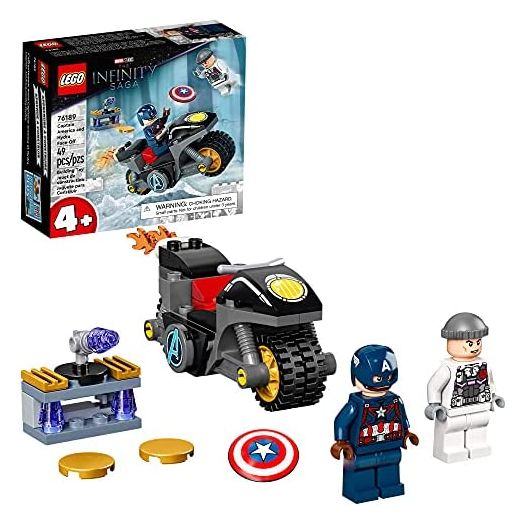 LEGO Marvel Captain America and Hydra Face-Off 76189 Collectible Building Kit; Captain America and Motorcycle Set; New 2021 (49 Pieces)