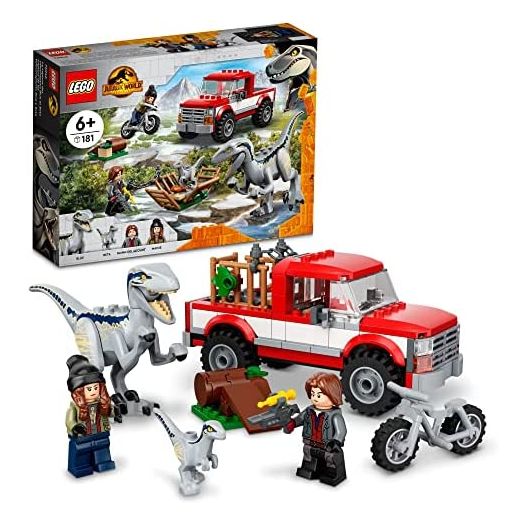 LEGO Jurassic World Dominion Blue & Beta Velociraptor Capture 76946 Dinosaur Building Toy Set; for Kids Aged 6 and up (181 Pieces)