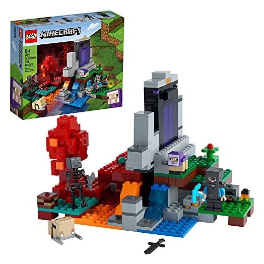 LEGO Minecraft The Ruined Portal 21172 Building Kit; Fun Minecraft Toy for Kids with Steve and a Wither Skeleton; New 2021 (316 Pieces)