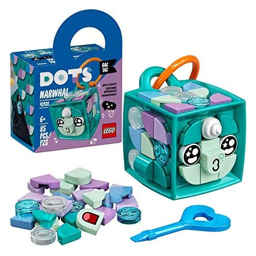 LEGO DOTS Bag Tag Narwhal 41928 DIY Craft Decorations Kit; Gift for Kids Who Like to Make Their Own Bag Tag Accessories; Makes a Cool, Customizable Toy Treat for Self-Expression, New 2021 (85 Pieces)