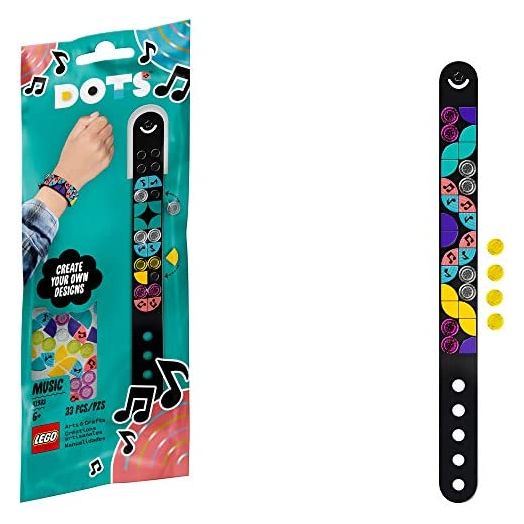 LEGO DOTS Music Bracelet 41933 DIY Craft Bracelet Kit; Creative Bracelet Making Kit for Kids who Love Music and Jewelry, with Cool Music Tiles to Inspire Fun Designs, New 2021 (33 Pieces)