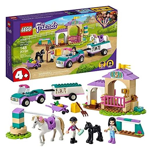 LEGO Friends Horse Training and Trailer 41441 Building Kit Friends Stephanie and Emma and 2 Animals; New 2021 (148 Pieces)