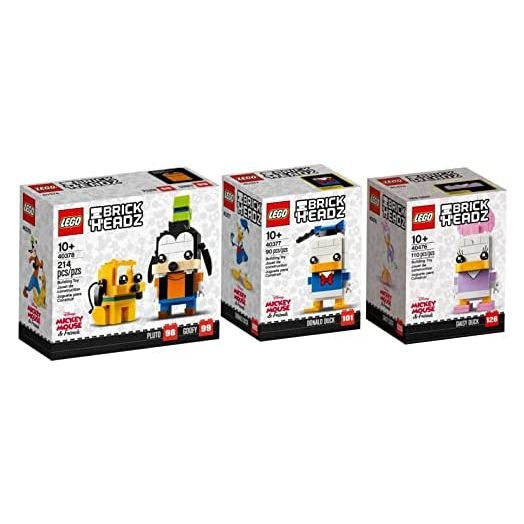 Lego Brickheadz Disney Pluto + Goofy (40378), Daisy Duck (40476) & Donald Duck (40377) Exclusive Bundle