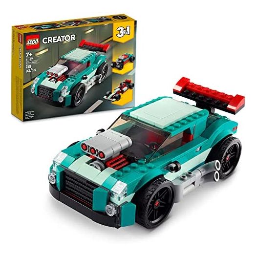 LEGO Creator 3in1 Street Racer 31127 Building Kit Featuring a Muscle Car, Hot Rod Car Toy and Race Car; Car Models for Kids Aged 7+ Who Love Creative Fun and Fast-Paced Action (258 Pieces)
