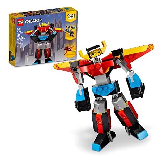 LEGO Creator 3in1 Super Robot 31124 Building Kit Featuring a Robot Toy, a Jet Airplane and a Dragon Model; Creative Gifts for Passionate Fans Aged 7+ (159 Pieces)