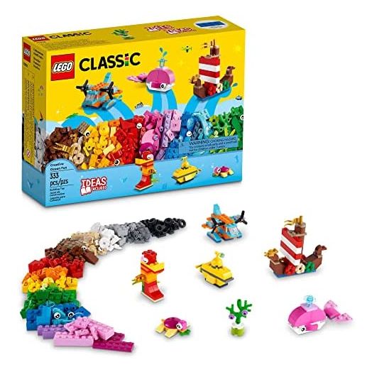 LEGO Classic Creative Ocean Fun 11018 Building Kit, With 6 Mini Builds, Including a Viking Ship and a Yellow Submarine