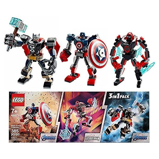 Lego Super Heroes Marvel Tri-Pack Included: Marvel Avengers Classic Thor, Captain America, & Spider-Man Miles Morales 385 Total Pieces