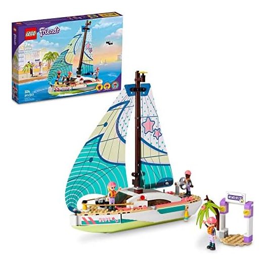 LEGO Friends Stephanie's Sailing Adventure Toy Boat Set 41716, Sailboat Building Toy with Island, Drone, and 3 Mini Figures, Creative Sailing Gift for Kids, Girls, Boys Age 7+ Years Old