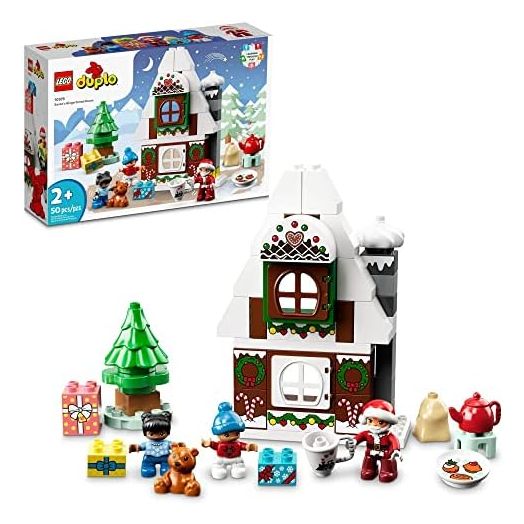 LEGO DUPLO Santa's Gingerbread House Toy with Santa Claus Figure, Stocking Filler Gift Idea for Toddlers, Girls and Boys Age 2 Plus, 10976