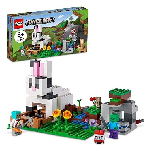 LEGO Minecraft The Rabbit Ranch 21181 Building Kit; Toy Bunny House Playset; Gift for Kids and Players Aged 8+ (340 Pieces)