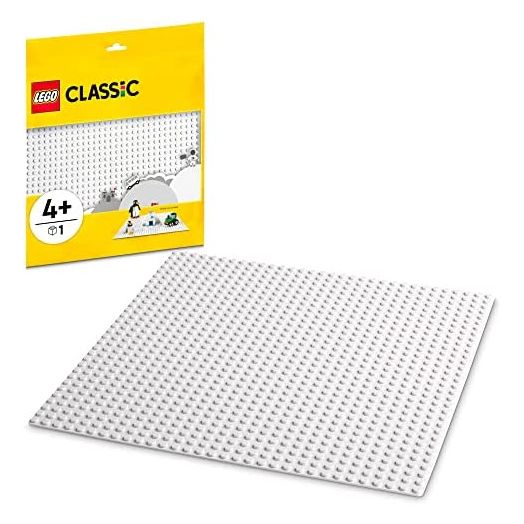 LEGO Classic White Baseplate 11026 Building Kit; Square 32x32 Landscape for Open-Ended, Imaginative Building Play; Can be Given as a Birthday, Holiday or Any-Day Gift for Kids Aged 4 and up (1 Piece)