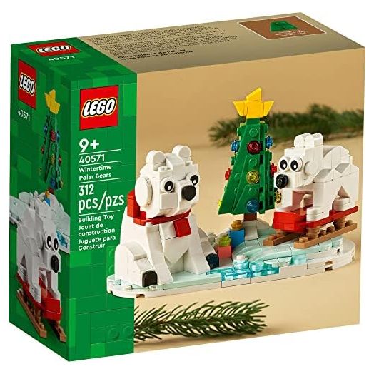 LEGO Wintertime Polar Bears 40571 Christmas Décor Building Kit, Polar Bear Gift, Great Stocking Stuffer for Kids, Features a Christmas Tree Toy and Two Polar Bear Toys