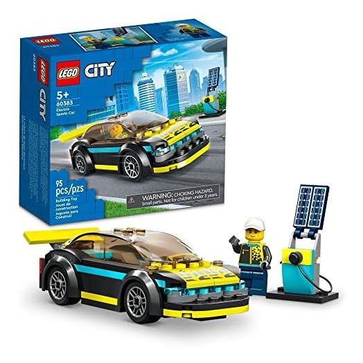 LEGO City Electric Sports Car 60383, Toy for 5 Plus Years Old Boys and Girls, Race Car for Kids Set with Racing Driver Minifigure, Building Toys