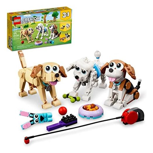LEGO Creator 3 in 1 Adorable Dogs Building Toy Set, Gift for Dog Lovers, Featuring Dachshund, Beagle, Pug, Poodle, Husky, and Labrador Figures for Kids 7 and Up, 31137