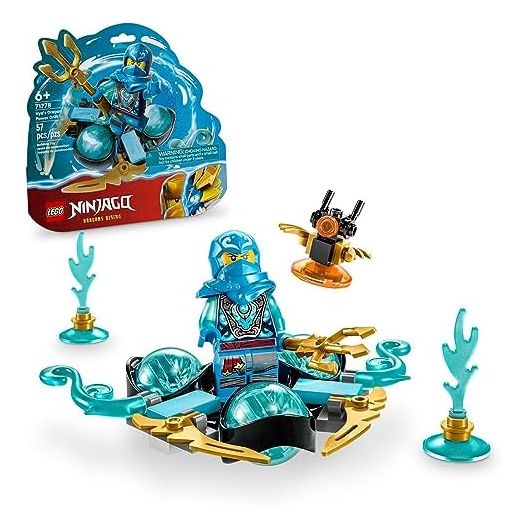 LEGO NINJAGO NYA’s Dragon Power Spinjitzu Drift 71778 Creative Blue Ninja Toy, Gift Idea for 6 Year Old Boys and Girls, Interactive Spinning Toys, Includes NYA Minifigure
