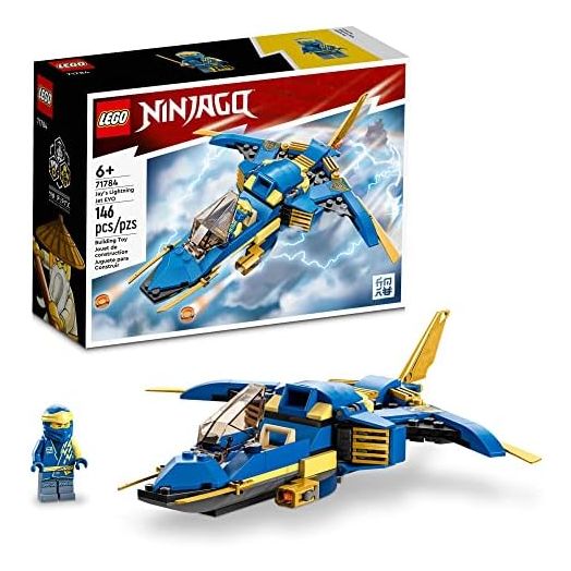 LEGO NINJAGO Jay’s Lightning Jet EVO 71784, Upgradable Toy Plane, Ninja Airplane Building Set, Collectible Birthday Gift Idea for Grandchildren, Kids, Boys and Girls Ages 7 and Up