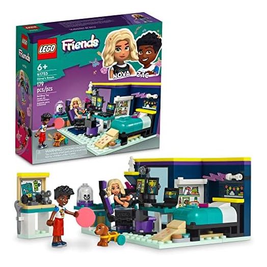LEGO Friends Nova's Room Gaming Themed Bedroom Playset 41755, Collectible Toy with Zac Mini-Doll and Pickle The Dog, Small Gift Idea for Kids 6 and Up