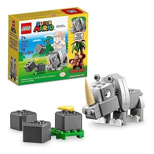LEGO Super Mario Rambi The Rhino Expansion Set 71420, Game Inspired Building Toy Set to Combine with a Starter Course, This Collectible Super Mario Bros Toy Makes a Great Gift for Kids Ages 7 and Up