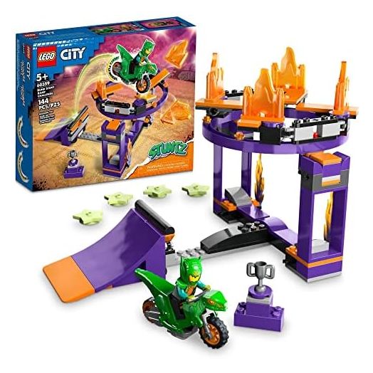 LEGO City Stuntz Dunk Stunt Ramp Challenge, 2in1 Action Set with Self-Driving Dinosaur Motorcycle Toy and Stunt Rider, Fun Activity for Kids, Boys, Girls 5 Years Old and Up, 60359