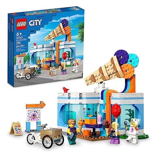 LEGO City Ice-Cream Shop 60363 Building Toy Set, Includes a Cargo Bike, 3 Minifigures and Lots of Fun Features and Accessories for Imaginative Role Play, Great Birthday Gift Idea for Kids