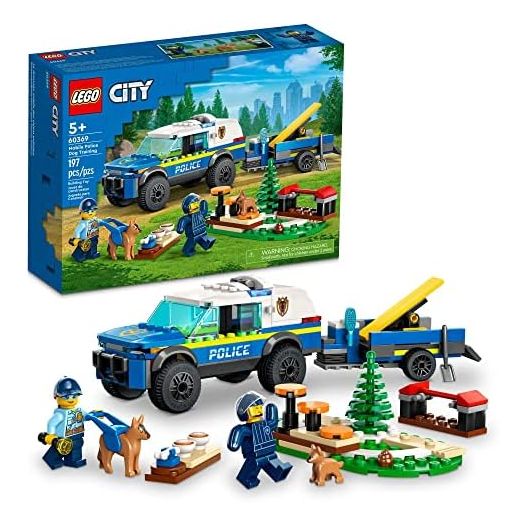 LEGO City Mobile Police Dog Training 60369, SUV Toy Car with Trailer, Obstacle Course and Puppy Figures, Animal Playset for Boys and Girls Ages 5 Plus