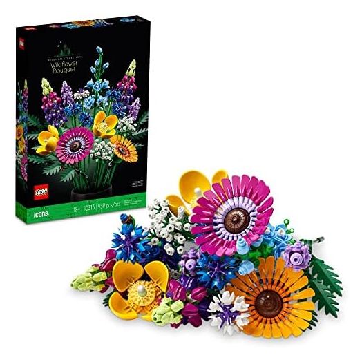 LEGO Icons Wildflower Bouquet Botanical Collection Building Set for Adults, Valentine Décor for Him or Her, Artificial Flowers with Poppies and Lavender, Unique Gift for Valentines Day, 10313