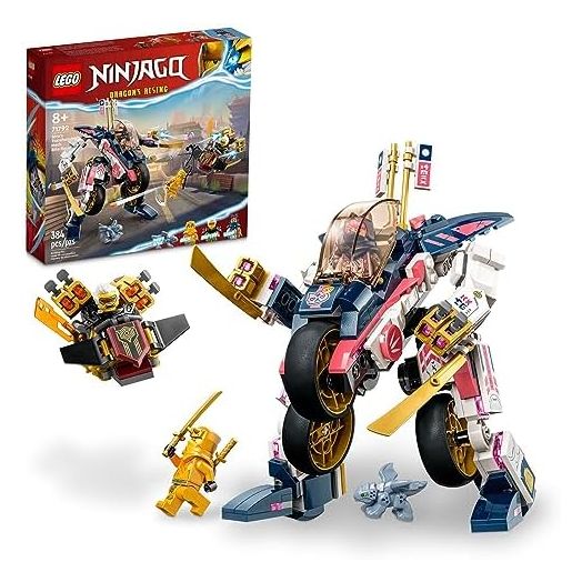 LEGO NINJAGO Sora’s Transforming Mech Bike Racer Building Toys for Kids, Featuring a Mech Ninja Bike Racer, a Baby Dragon and 3 Minifigures, Gift for Kids Aged 8+, 71792