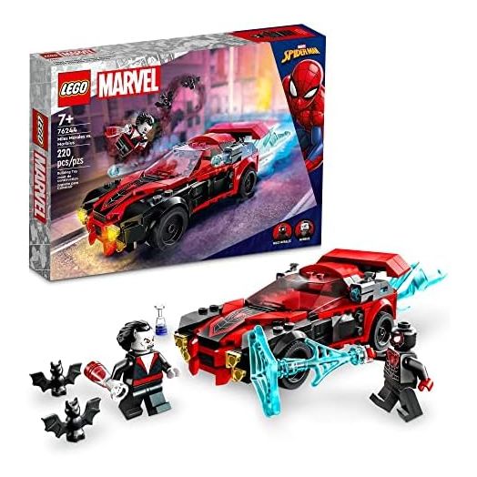 LEGO Marvel Spider-Man Miles Morales vs. Morbius 76244 Building Toy - Featuring Race Car and Action Minifigures, Adventures in The Spiderverse, Movie Inspired Set, Fun for Boys, Girls, and Kids