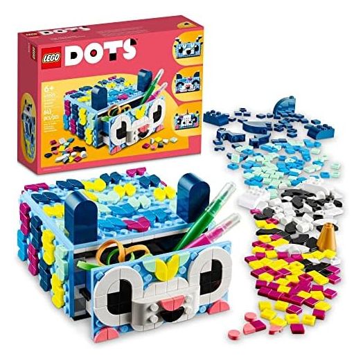 LEGO DOTS Creative Animal Drawer Building Toy 41805, Buildable Treasure Box, Jewelry Box, Desk Caddy, Storage Box, Arts and Crafts DIY Toy Mosaic Making Kit for Creative Kids Boys Girls Age 6+