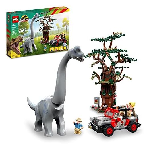 LEGO Jurassic World Brachiosaurus Discovery 76960 Jurassic Park 30th Anniversary Dinosaur Toy; Featuring a Large Dinosaur Figure and Brick Built Jeep Wrangler Car Toy; Fun Gift Idea for Kids Aged 9+