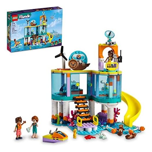 LEGO Friends Sea Rescue Center 41736 Building Toy for Ages 7+, with 3 Mini-Dolls, 2 Otters, a Seahorse, Turtle and Water Scooter, a Great Birthday Gift for Pretend Ocean Rescue Play