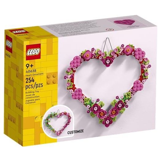 LEGO Heart Ornament Building Toy Kit, Heart Shaped Arrangement of Artificial Flowers, Great Gift for Valentine's Day, Unique Arts & Crafts Activity for Kids, Girls and Boys Ages 9 and Up, 40638