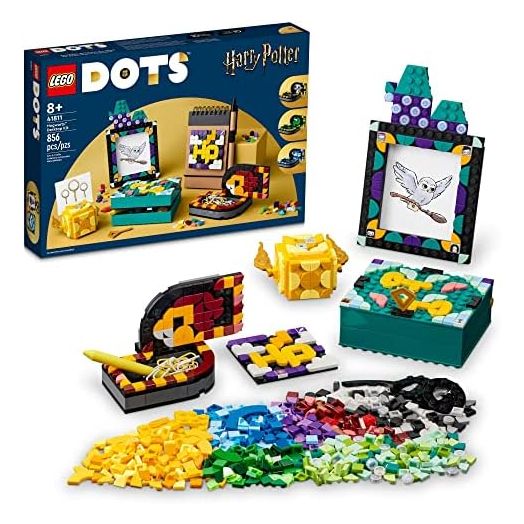 LEGO DOTS Hogwarts Desktop Kit 41811, DIY Harry Potter Back to School Accessories and Supplies, Desk Décor Items and Patch Sticker, Crafts Toys