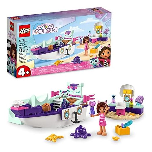 LEGO Gabby's Dollhouse Gabby & Mercat’s Ship & Spa Building Toy for Kids Ages 4+ or Fans of The DreamWorks Animation Series, Boat Playset with Beauty Salon and Accessories for Imaginative Play, 10786