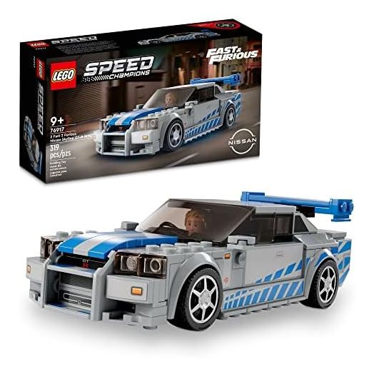 LEGO Speed Champions 2 Fast 2 Furious Nissan Skyline GT-R (R34), Race Car Toy Model Building Kit, Collectible with Racer Minifigure, 2023 Set for Kids, Boys and Girls Ages 9 and Up 76917