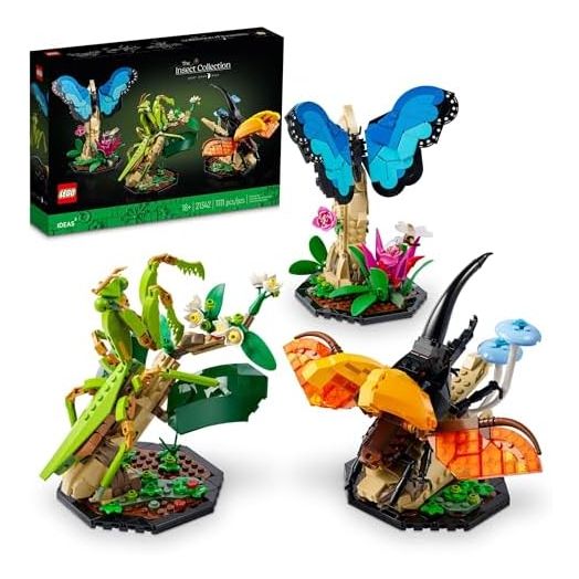 LEGO Ideas The Insect Collection, Fun Gift for Nature Lovers, with Life-Size Blue Morpho Butterfly, Hercules Beetle and Chinese Mantis Display Models, Bug Building Set and Nature Décor, 21342