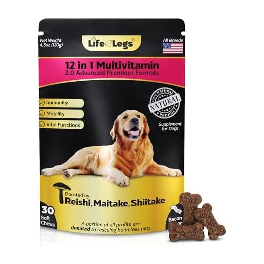 Vet Recommended Dog Vitamins & Supplements - Dog Multivitamin with Green lipped mussel, Glucosamine, Chondroitin, Probiotics - Supports Hip and Joint, Skin & Coat, Digestion & Immune System, Heart