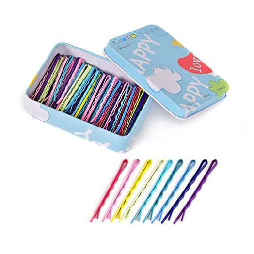 100 PCS Bobby Pins, Colorful Hair Pins with Cute Box, Great for All Hair Types Hair Pins for Girls Women