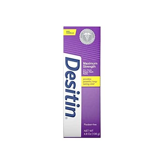 Desitin Maximum Strength Baby Diaper Rash Cream with 40% Zinc Oxide for Treatment, Relief & Prevention, Hypoallergenic, Phthalate- & Paraben-Free Paste, 4.8 oz