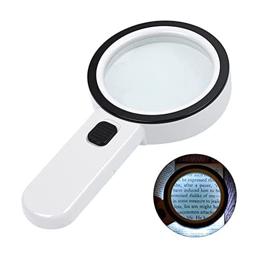 AIXPI Magnifying Glass with Light, 30X Handheld 12 LED Illuminated Magnifier