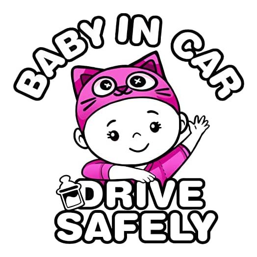 Large Size, high Visibility, Baby in car Sticker, Plus 2 Slow Down Hand Sign, Baby on Board Sticker, Drive Safely Sticker, Baby Board Sticker, car Sticker, Waterproof, UV proof