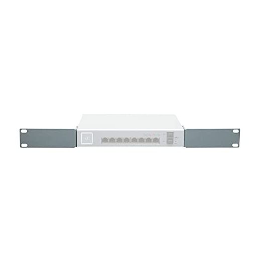 GeoLynx Silver Rack Mount Adapter Bracket Ear Kit for Ubiquiti US-8-150W UniFi Switch 8 Port | Edge Switch 8 Port with M6 Cage Nuts Screws & Hardware